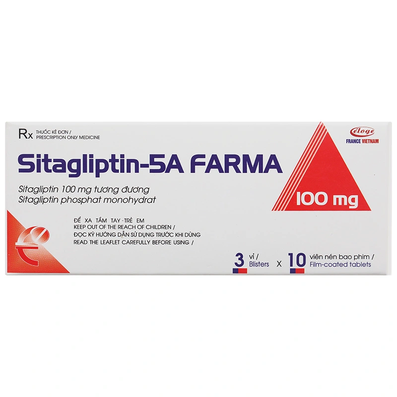 Sitagliptin - 5A Farma 100mg kiểm soát đường huyết ở bệnh đái tháo đường type 2  (3 vỉ x 10 viên) - 1